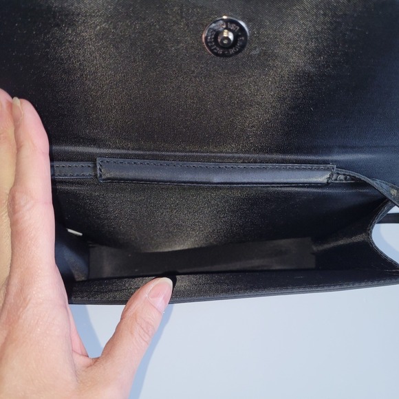 Small Black Dressy Satin Evening Purse With Corded Strap - Picture 5 of 5